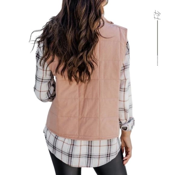 COZY  APRICOT/TAN QUILTED VEST - Picture 6 of 7